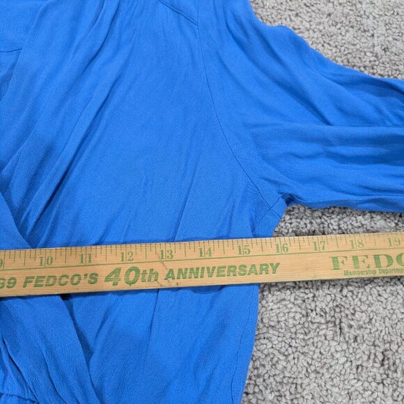 Maeve Anthropologie Lene Blue Faux Wrap Dress Small - Picture 8 of 10